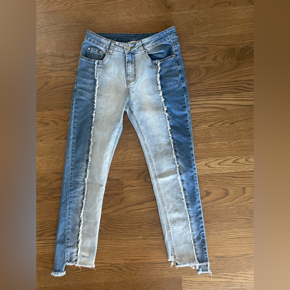 Women’s HAYDEN LOS ANGELES Two Tone Frayed Detail Jeans-Blue-Small-26-27 Waist